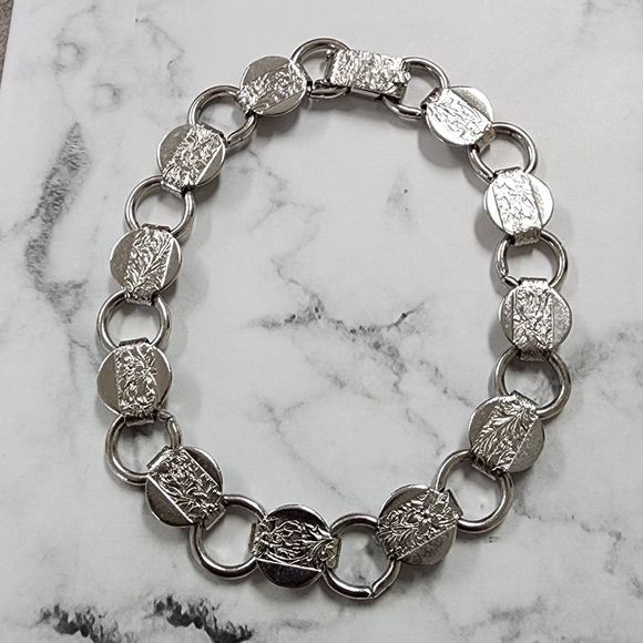 Vintage Sarah Coventry Silver Circle Link Bracelet - Picture 1 of 5